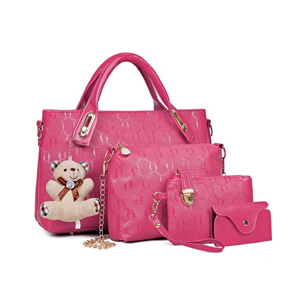 Handbags - Elegant Pink Women's Handbag Set